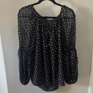 INC International Concepts Black Polka Dot Blouse